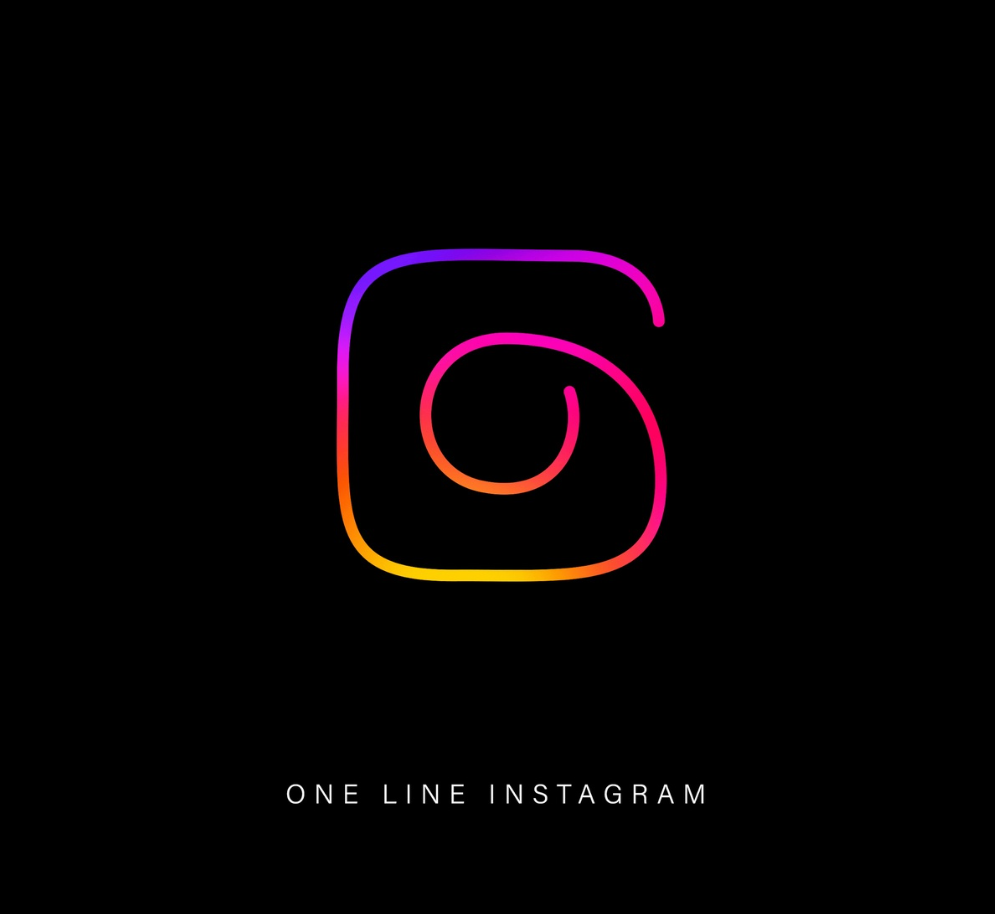 Элегантная трансформация логотипа Instagram в единую линию